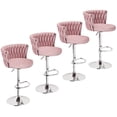 thumbnail image 2 of AWQM Swivel Bar Stool Set of 4, Velvet Upholstered Barstools , Adjustable Counter Height Barstools Kitchen Island Chairs, Bar Chairs Counter Stool with Back & Footrest, Pink, 2 of 6