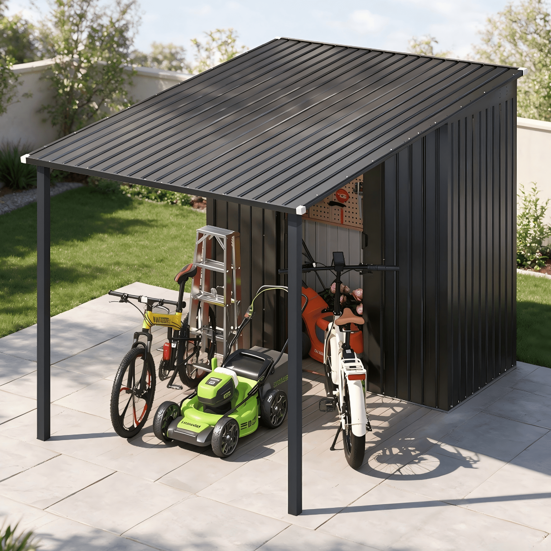 Yodolla 2-in-1 Outdoor Metal Storage Shed and Pergola