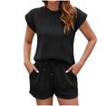 thumbnail image 2 of ZZwxWA Women's 2 Piece Outfits, Loose Crewneck Cap Sleeveless T Shirt Tops with Drawstring Shorts Loungewear Sets, 2 of 4