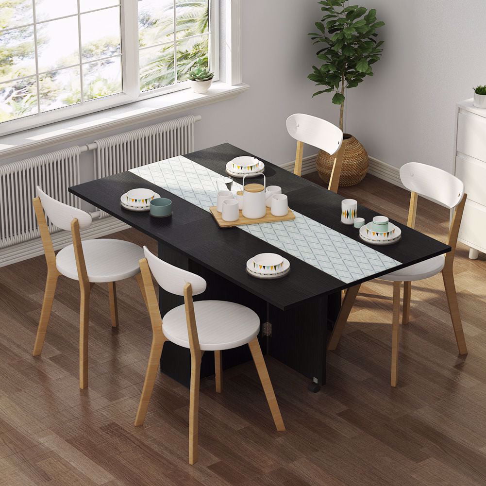 Tribesigns Folding Dining Table, 6 Wheels Movable Dinner Table ...