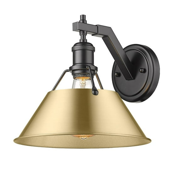 3306-1W BLK-BCB Golden Lighting Orwell - 1 Light Wall Sconce-9.63 Inches Tall and 10 Inches Wide-Matte Black Finish-Brushed Champagne Bronze Shade