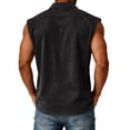 thumbnail image 4 of Evdexr Tank Tops for Men Sleeveless Distressed Shirts Summer 2026 Henley Classic Button Down Beach Polo Shirts Solid Color Washed Tee Shirt with Pocket Black 3XL, 4 of 5