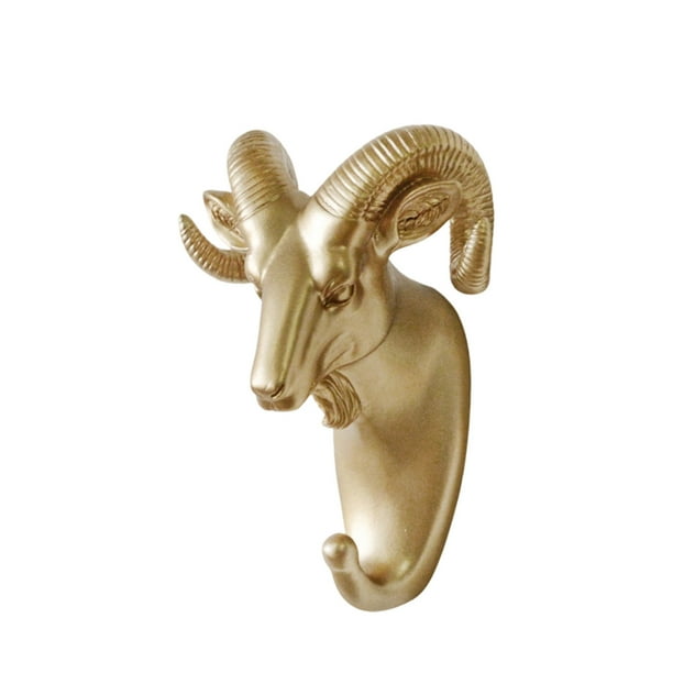 Decoraciones de Pared para la Sala de Estar Animales de Oro Gancho de Pared Animales Decorativos de Montaje de Pared Colgante de Abrigo Hermosa Escultura 16.5x16x6.5cm Plástico de Oro para la Sala de