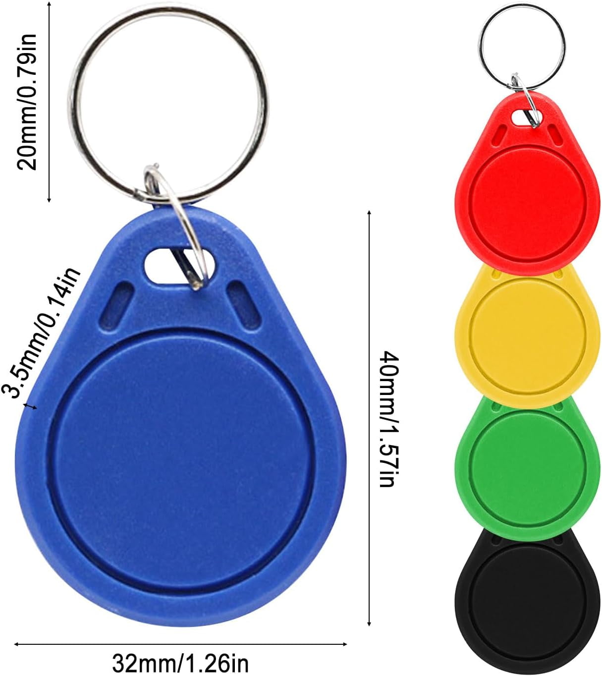 125Khz Writable RFID Proximity Keyfobs, 50 PCS Proximity ID Card Key Changeable Keyfobs Token Tag Writable Token Proximity ID Access Control Key Fob Tags Card for Door Access Control (Black)