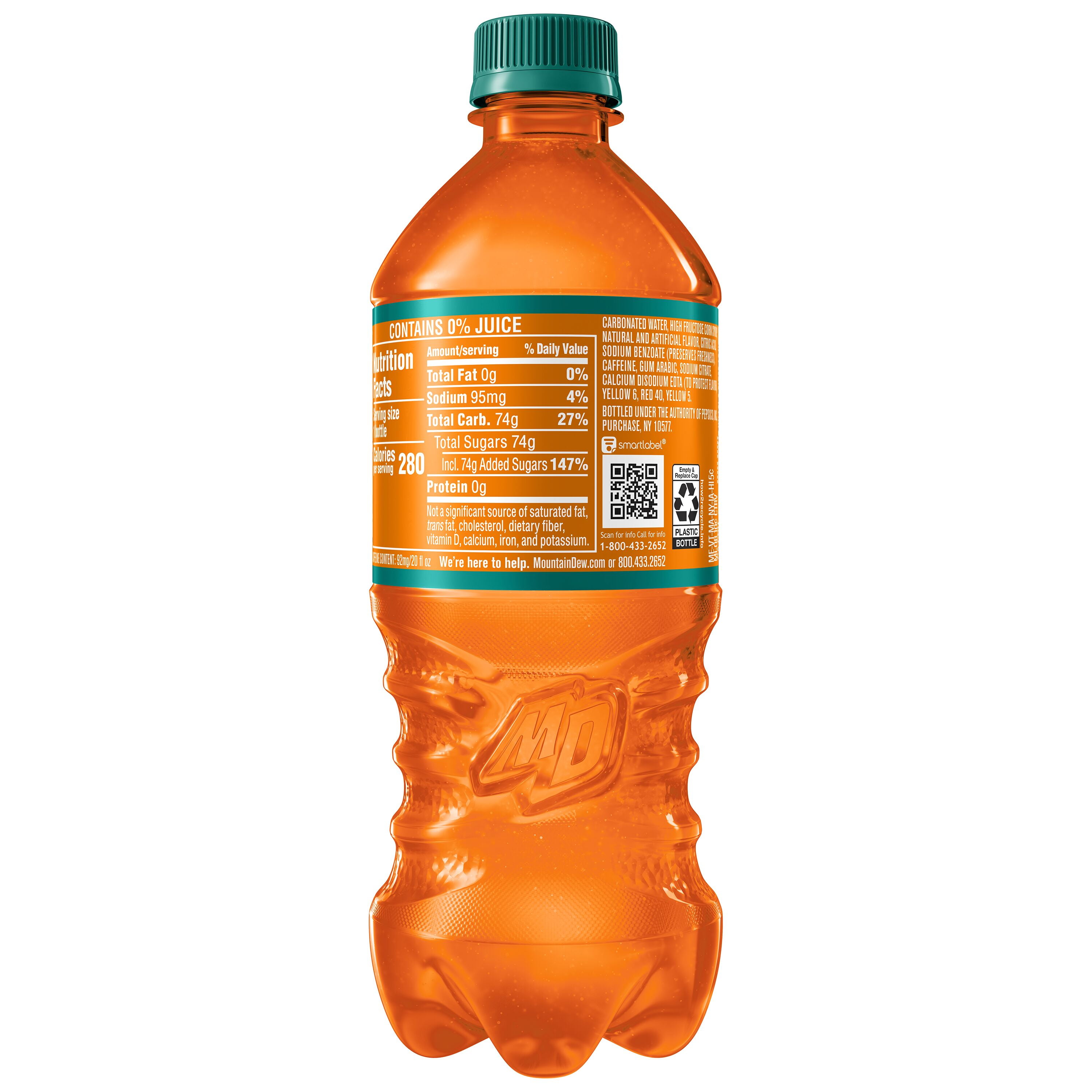(5 pack) Mountain Dew Baja Blast Soda Cabo Citrus, 20 fl oz Bottle