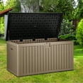 thumbnail image 6 of Dextrus Outdoor Waterproof 230 Gallon Resin Deck Box, Black & Brown, 6 of 6