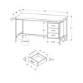 thumbnail image 3 of Monarch Specialties Computer Desk, Home Office, Laptop, Left, Right Set-up, Storage Drawers, 60"l, Work, Metal, Laminate, White, Grey, Contemporary, Modern, 3 of 3