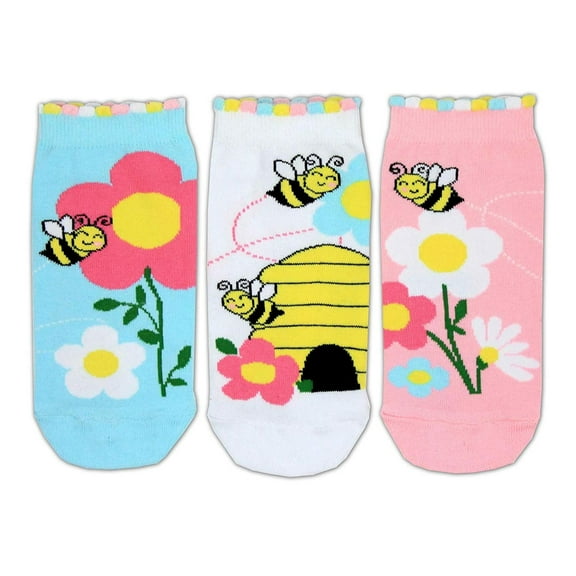 United Oddsocks Bee Trio Of Mismatched Girls Liner Socks Kids US 13.5 - 8 Gift