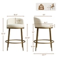 thumbnail image 2 of Morden Fort Counter Height Bar Stool, 26" Metal Bar Stool with Hammered Metal Legs & Curved Low Back for Kitchen Island, Upholstered Linen Seat Cushion Island Chair, Gold, 2 of 10