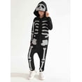thumbnail image 6 of Usaibhir Boys Girls Halloween Skeleton Costume Unisex Comfy Zip Up Jumpsuit Skull Hoodie Cosplay Outfit for Kids 3-12T, 6 of 10