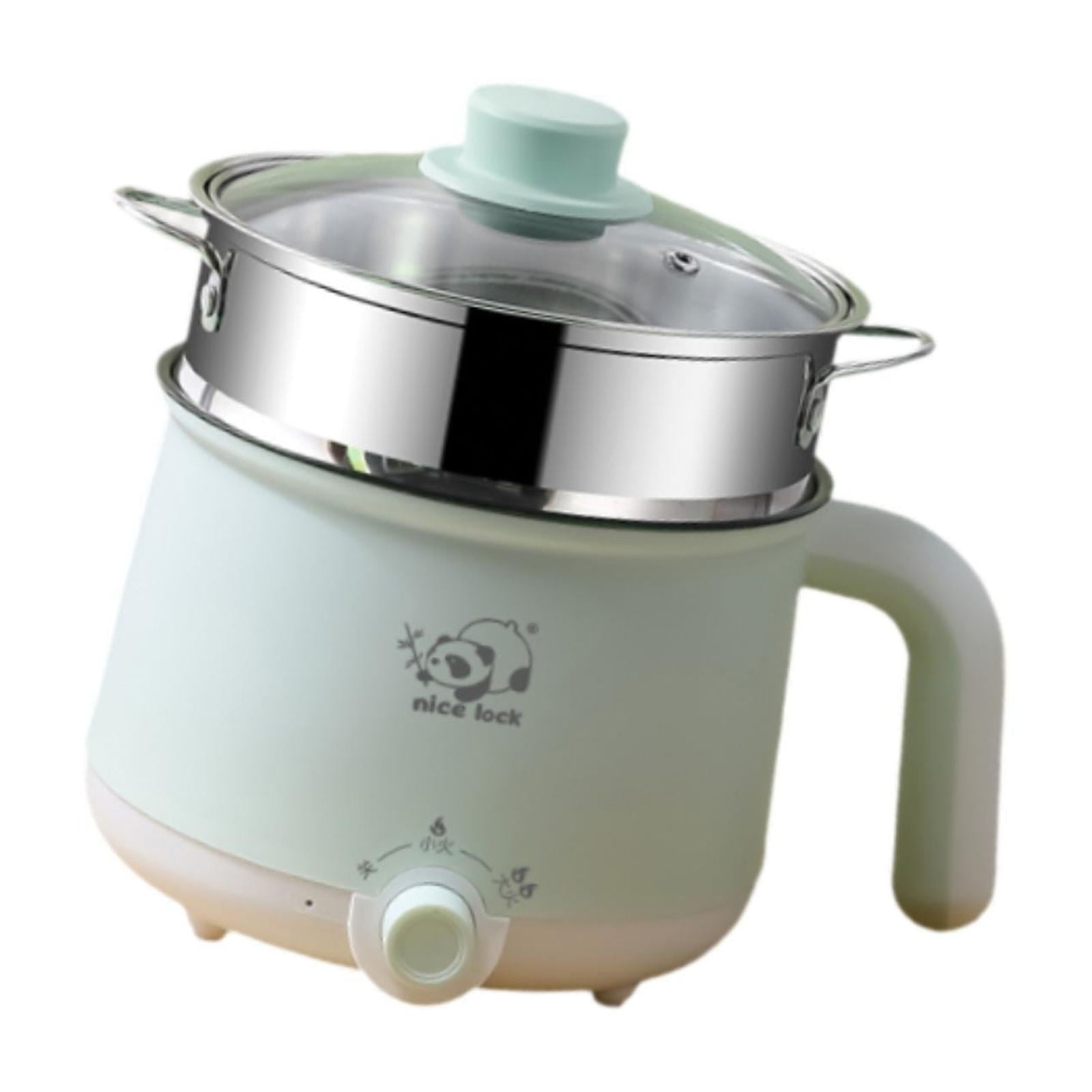 Fiocias Mini Hot Pot Electric Rice Cooker Multipurpose Nonstick Raman Cooker Portable steel steamer