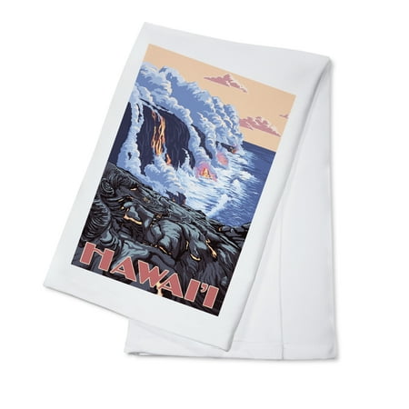 

Hawai i Lava Flow Scene (100% Cotton Tea Towel Decorative Hand Towel Kitchen and Home)