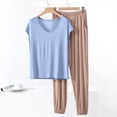 thumbnail image 2 of Women's Pajamas Set 2 Piece Modal Short Sleeve Shirt and Jogger Pant Sleepwear Soft Lightweigh Pjs Lounge Sets, 2 of 7