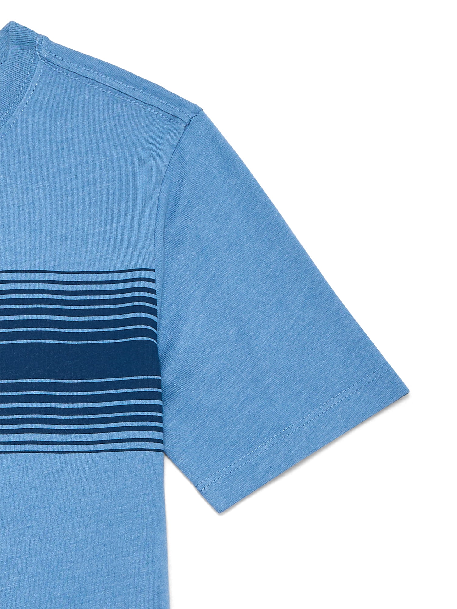 Wonder Nation Little and Big Boys Chest Stripe Tee with Short Sleeves, Sizes 4-18 & Husky