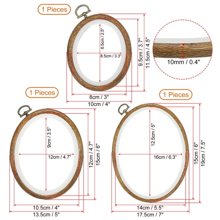 Embroidery Hoop Frame Oval Imitated Wood Cross-Stitch Ring for Art Craft Sewing Ornament | Harfington, 4x3 / 2pcs