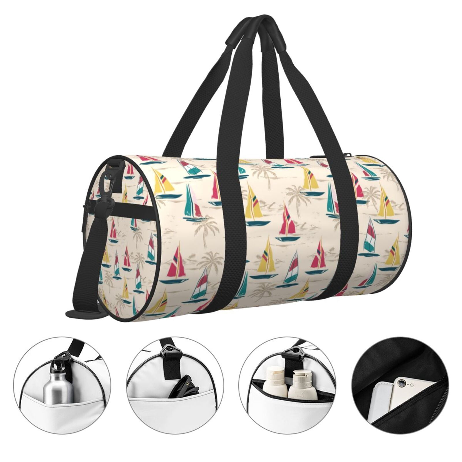 Vsdgher Reto Marine Nautical 45L Foldable Duffel Bag, Sports Gym Bag,Overnight Bag, Portable Weekender Bag for Airplanes