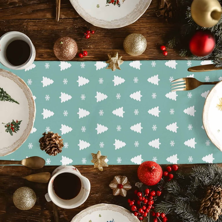Christmas Trees Dresser Scarf Farmhouse, Dining Table Decorations for Wedding/Parties, Xmas Snowflakes Winter Pine Tree Green Table Runner 36 Inches ... Christmas Trees Dresser Scarf Farmhouse, Dining Table Decorations for Wedding/Parties, Xmas Snowflakes Winter Pine Tree Green Table Runner 36 Inches ...