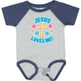 thumbnail image 3 of Inktastic Easter Jesus Loves Me with Cross and Flowers Boys or Girls Baby Bodysuit, 3 of 5