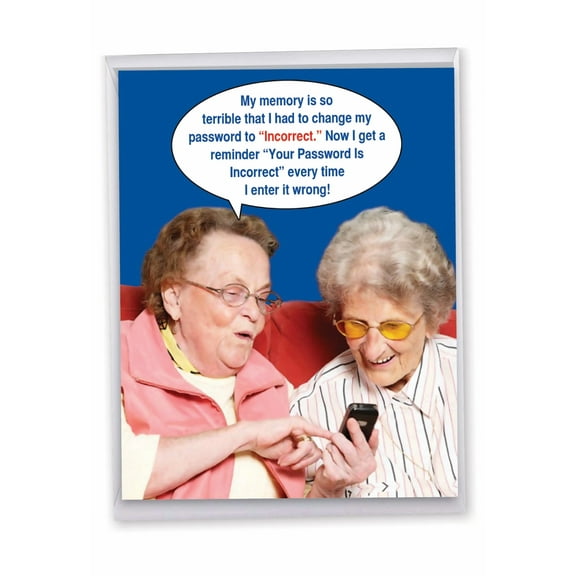 1 Large Funny Blank All Occasion Greeting Card (8.5 x 11 Inch) - incorrect Password All-Occasion Card J9912K