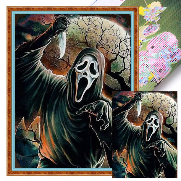Hilo Algodón Ecológico Bordado Punto Cruz Fantasma Halloween Con 11CT 45x60cm
