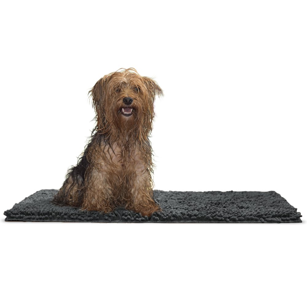 FurHaven Pet Dog Mat Muddy Paws Towel & Shammy Rug, Charcoal Gray