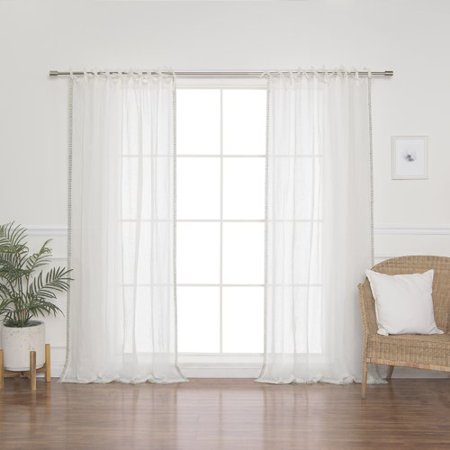 Best Home Fashion, Inc. Striped French Linen Voile Solid Room Darkening Tab Top Single Curtain (Best Of White Stripes)