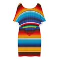 thumbnail image 3 of Mexican Serape Women's Off The Shoulder Ruffles Summer Wedding Guest Loose Casual Party Beach Dress, 3 of 9