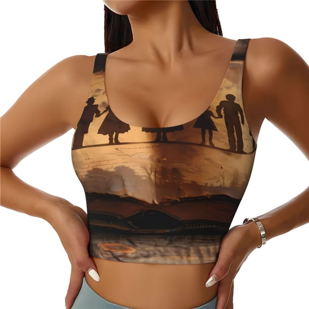 Balery Vintage Family History Book Sujetadores deportivos con espalda cruzada para mujer, acolchados, sin costuras, de alto impacto, ideales para yoga, gimnasio, entrenamiento y fitness.-Small