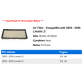 thumbnail image 2 of Air Filter - Compatible with 2000 - 2006 Lincoln LS 2001 2002 2003 2004 2005, 2 of 2