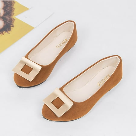 

ãyilirongyummã brown 41 sandals women square buckle flat shoes slip on pointed toe shallow mouth simple single shoes casual shoes work shoes