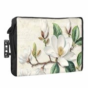White Floral Outdoor TV Cover 60 to 65 inch Weatherproof Waterproof, Magnolia Bud Green Leaf TV Enclosures with Remote Control Pocket Flat Screen Protector for Outside