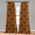 thumbnail image 5 of Ambesonne Paisley Curtains, Art Deco Oriental Flowers, Pair of 28"x95", Reseda Green Orange, 5 of 5
