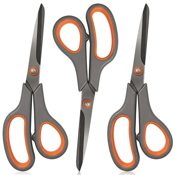 3 Pack Multipurpose Scissors, Multipurpose Stainless Steel Sharp Student&Office Scissor, Craft Scissors, Comfort‑Grip Hand Scissors for Office, School, Sewing, Home Use and Flower Trimming