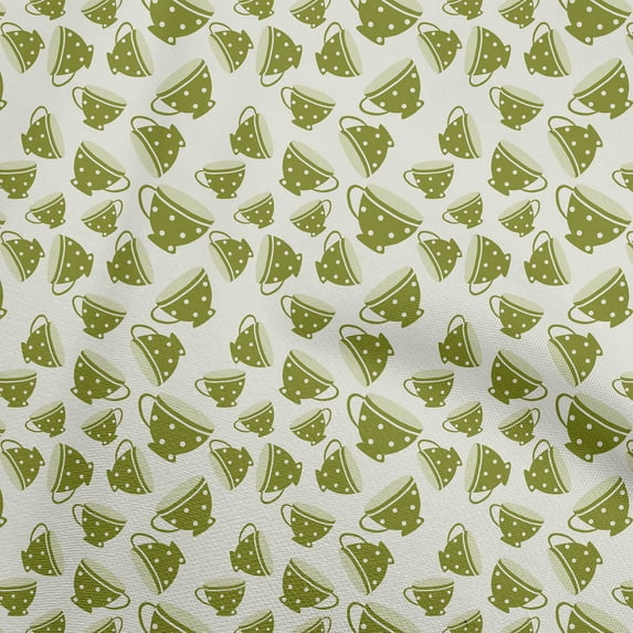 oneOone Cotton Poplin Light Green Fabric Utensils Cup Fabric For Sewing Printed Craft Fabric By The Yard 42 Inch Wide