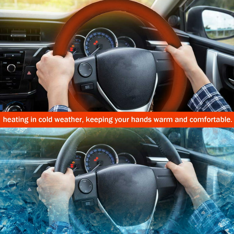 Kiplyki Wholesale 12-volt Gray 15-inch Heated Steering Wheel Cover Suitable  For Warm Winter 