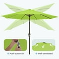 thumbnail image 2 of JUSTLET 9' Outdoor Market Patio Umbrella W/ Push Button Tilt And Crank, Apple Green, 2 of 9