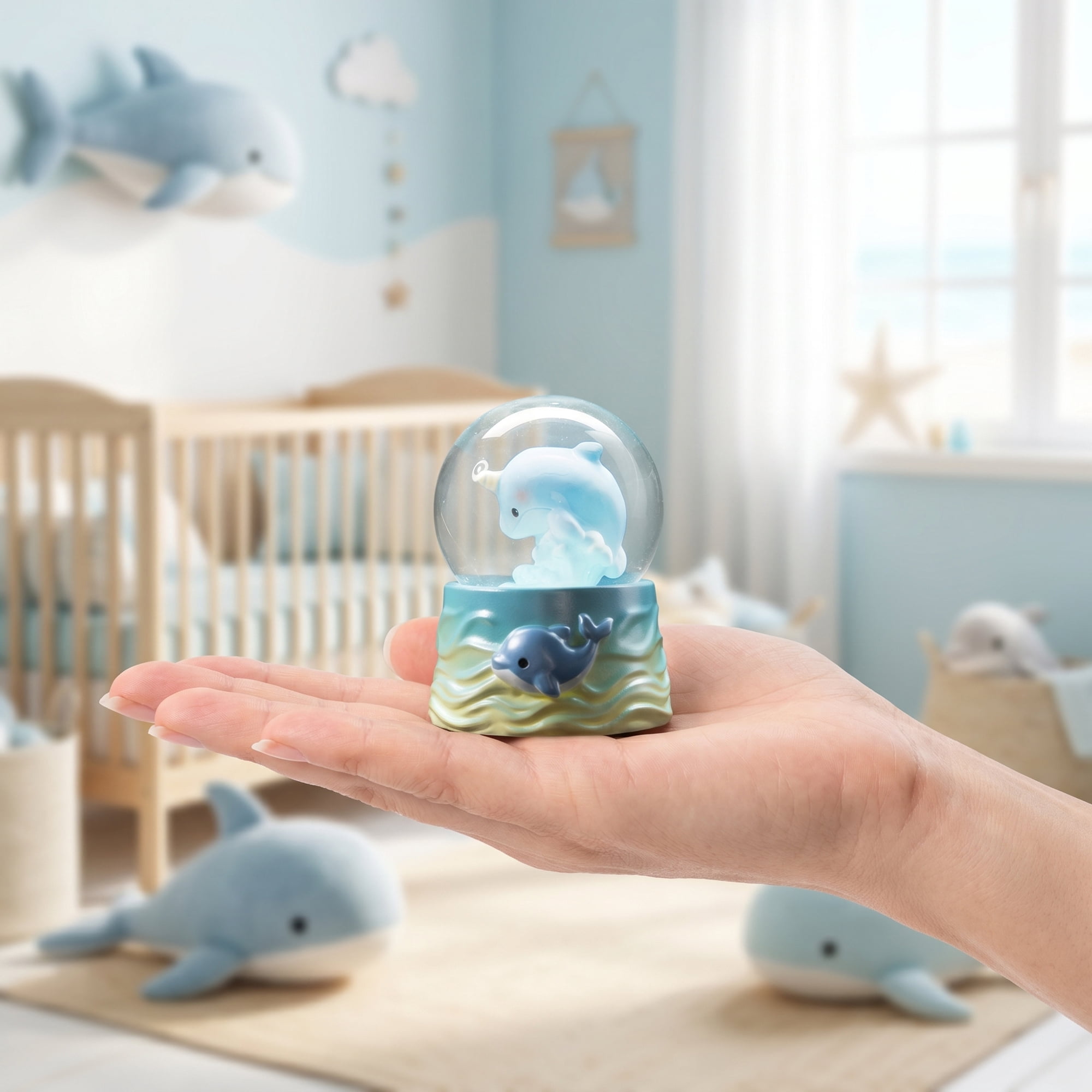 Unique Bargains Cartoon Light Up Crystal Ball Mini Resin Figurine Snow Globe Blue Style A