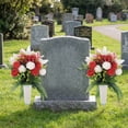 thumbnail image 5 of Cemetery Ground Insert Flowers, 17-Head Rose Bouquet with Ribbon, Memorial Grave Floral Decor, Artificial Flower Pick for Graveyard, Tomb, Garden & Tribute Use, 15.7*9.8in, A, 5 of 7