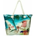 thumbnail image 1 of Flaskamite XL Beach Bag Tote with Zipper Closure, Extra Pouch and Rope Handles, Picnic on the Beach, 1 of 7