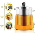 thumbnail image 2 of Tetera de vidrio resistente al calor con infusor, mango transparente, perfecta para té y café - (450 ml), 2 of 5