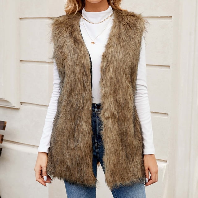 EQWLJWE Womens Sherpa Plush Cardigan Sherpa Vest with Pockets Hooded Open Front Fleece Cardigan Sweater Fuzzy Jacket Coat Hooded Fleece Fuzzy Vest Plus Size