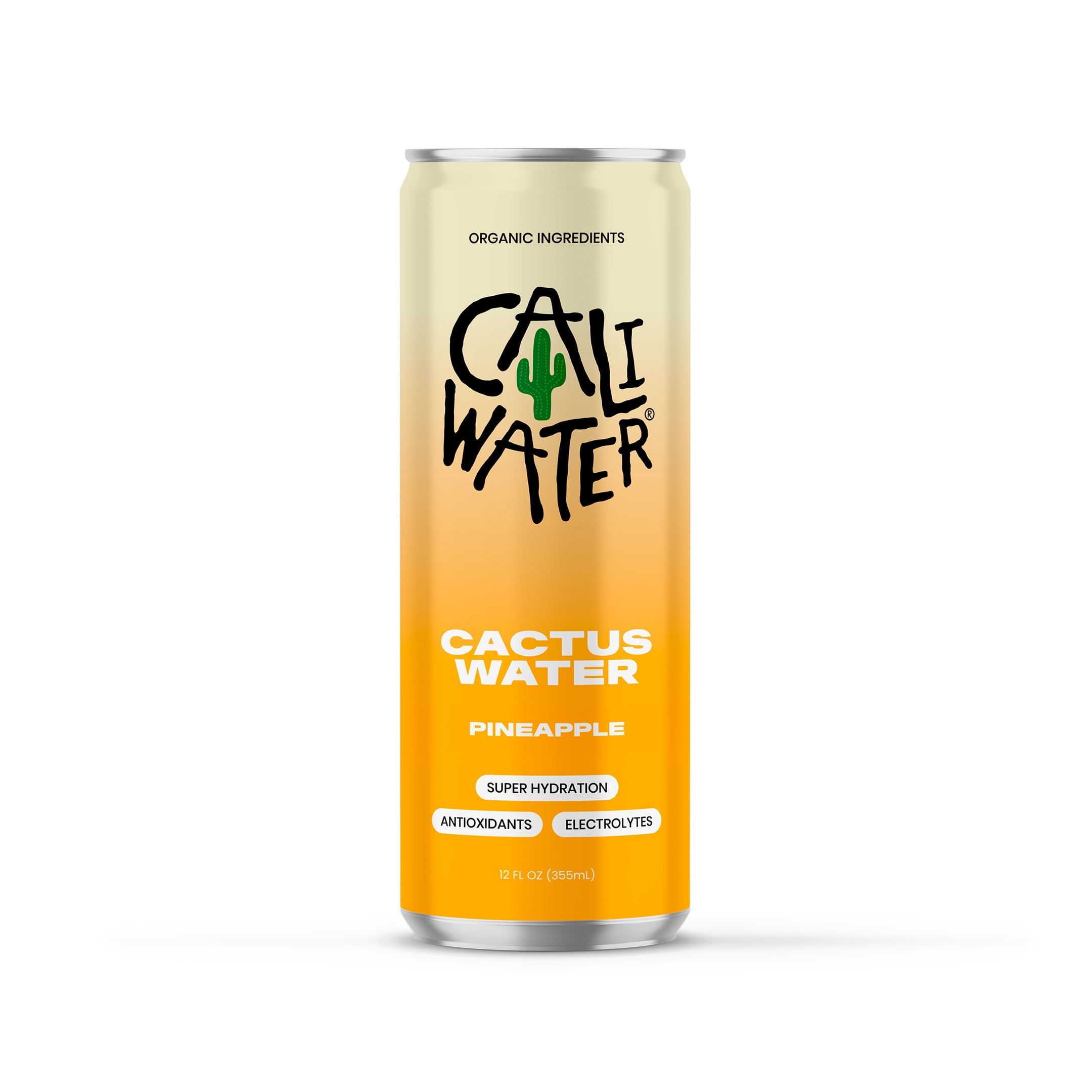 (12 pack) Caliwater Organic Cactus Water, Pineapple, Single Can, Coconut Water Alternative, 12 fl oz, Crisp