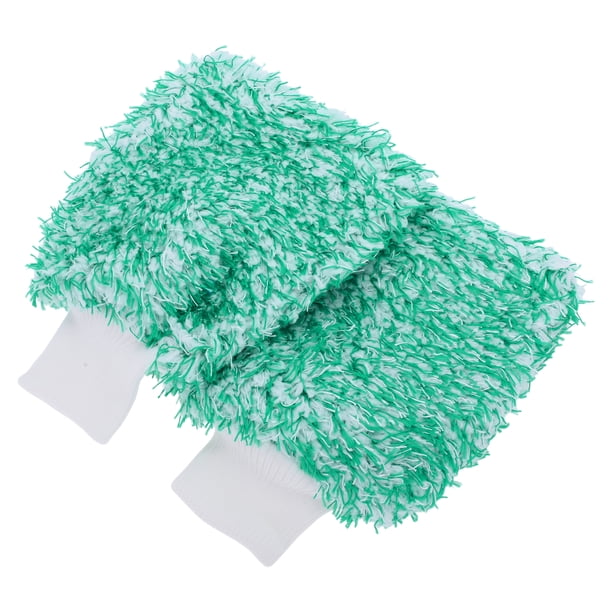 2 Pcs Toalla para Lavar Coches de Felpa Herramienta de Secado para Limpieza de Coches 26x20x1cm Verde Blanco Blanco