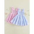 thumbnail image 3 of BemeyourBBs Toddler Baby Girl Plaid Gingham Dress Little Girl Summer Smocked Sundress Ruffled Trim Flying Sleeve A Line Casual Dress, 3 of 9