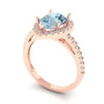 thumbnail image 2 of 2.38 ct Pear Cut Natural Aquamarine with Simulated Diamond Halo Accents 18K Rose Gold Womens Engagement Ring, 2 of 5