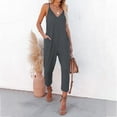thumbnail image 2 of ZZwxWA Women Spaghetti Strap Jumpsuits Summer Casual Sleeveless V Neck Thin Shoulder Strap Adjustable Jumpsuit with Pockets, 2 of 7
