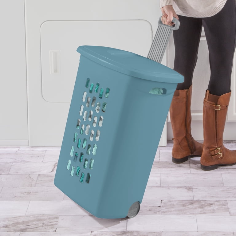 Wheeled Laundry Hamper With Pull Handle – 2.0 Bushel Capacity, Rolling Laundry Cart For Home & Dorm