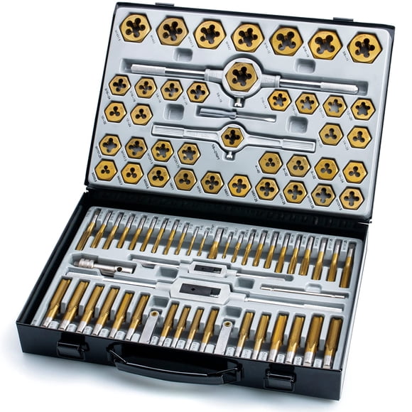 86-Piece Master Tap and Hex Die Set, Premium Titanium Coating | SAE Size #4 to 5/8”, Metric Size M3 to M16 | For All Coarse, Fine, Pipe Threads