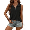 thumbnail image 4 of Fznquz Sleeveless Womens Tank Tops Plain Dressy Black Tank Top Casual Half Zip Tank, 4 of 8