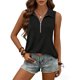 thumbnail image 2 of TaTaai Spring Summer Solid Color Lapel Top for Women Collared Sleeveless V-Neck Vest Loose Fit Ribbed Casual Blouse Comfy Daily Vacation Outfits Gift, 2 of 8
